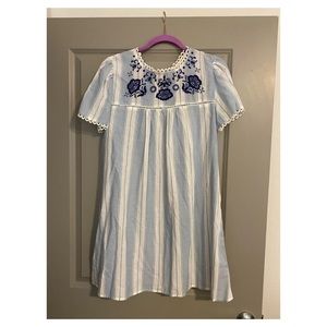 Blue and white dress